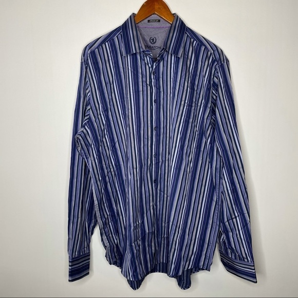 Bugatchi UOMO Striped Dress Shirt Xlarge - Picture 1 of 7
